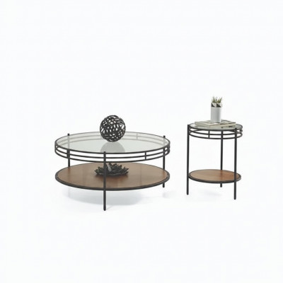 Modern salontafel set ontwerper ronde tafel glazen tafel koffietafel 2 delig.