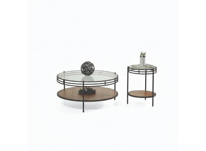 Modern salontafel set ontwerper ronde tafel glazen tafel koffietafel 2 delig.