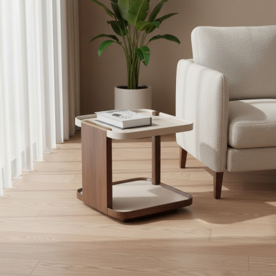 Moderne bruine bijzettafel designer woonkamer hout vierkant nieuw