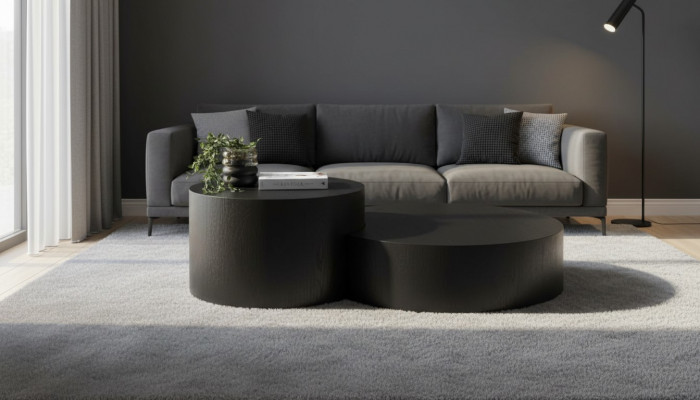 Modern zwart salontafel set ontwerper ronde bijzettafel