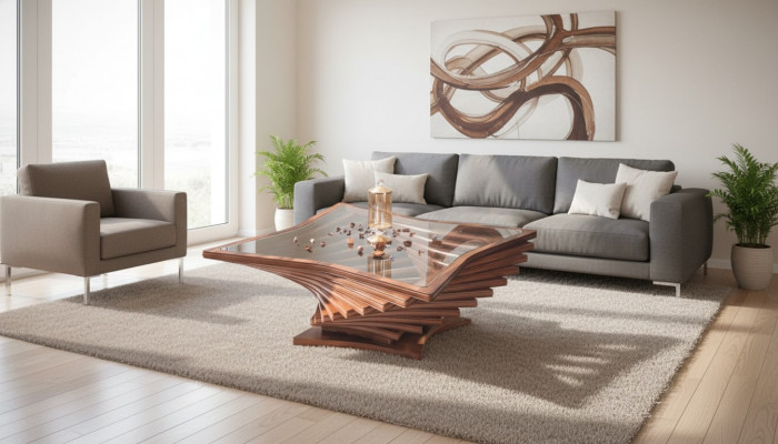 Exclusieve gouden salontafel Woonkamer bijzettafel Luxe glazen tafel