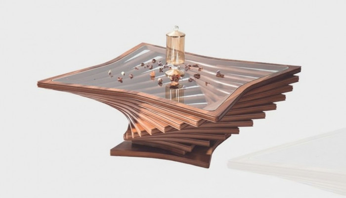 Exclusieve gouden salontafel Woonkamer bijzettafel Luxe glazen tafel