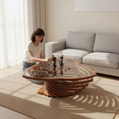 Moderne bruin glazen salontafel 2x bijzettafel designer tafel