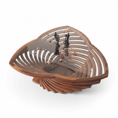 Moderne bruin glazen salontafel 2x bijzettafel designer tafel