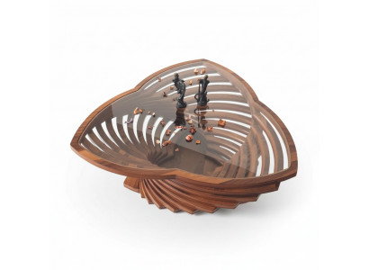 Moderne bruin glazen salontafel 2x bijzettafel designer tafel