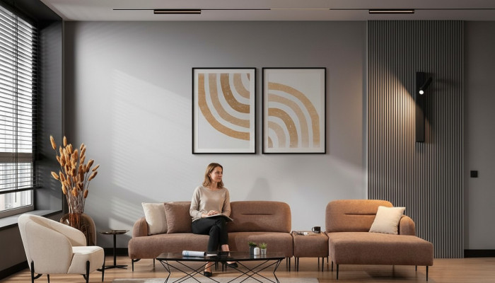 Bruin-Beige woonkamer zithoek hoekbank woonlandschap fauteuil 2-delig