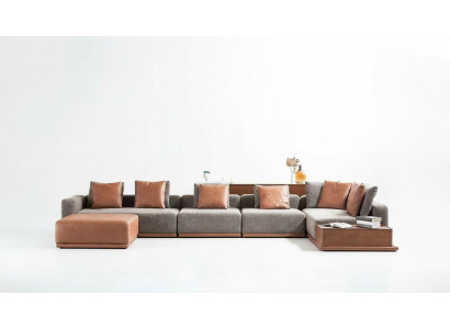 Zitbank met bekleding Hoekbank L-vormig Hoekbank Stoffen bank Moderne Bank Grijs
