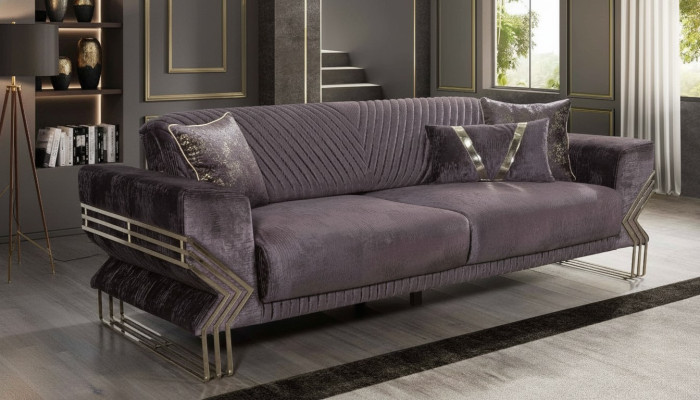 Elegante driezitter Moderne woonkamer Luxe bank Beklede stoel met 3 zitplaatsen
