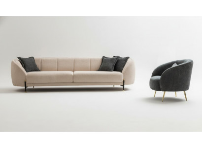 Moderne fauteuil gestoffeerde bank 3 zits Beige Hoogwaardige banken Design Stof nieuw