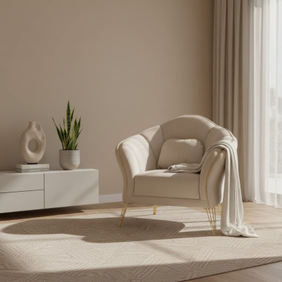 Chesterfield Design Beige Bank Fauteuil Bekleding Bank Banken 1-Zits Nieuw
