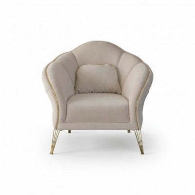 Chesterfield Design Beige Bank Fauteuil Bekleding Bank Banken 1-Zits Nieuw