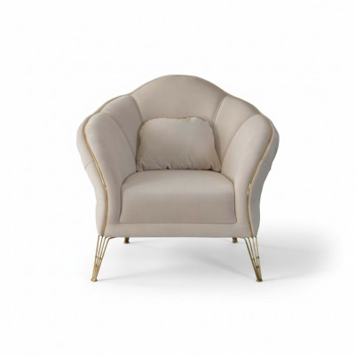 Modern Chesterfield Design Beige Bankstel 2x Stoel Bekleding Bank Banken Nieuw