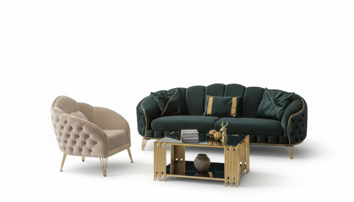 Modern woonkamer set bankstel 3-zits fauteuil stof fauteuil woonkamer nieuw