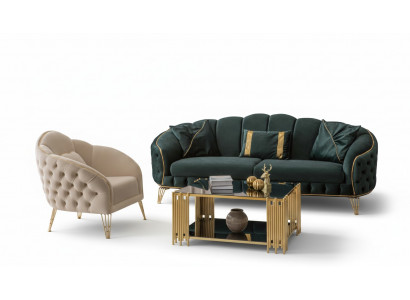 Stijlvolle woonkamer compleet 3-delig driezitsbank luxe 2x fauteuil