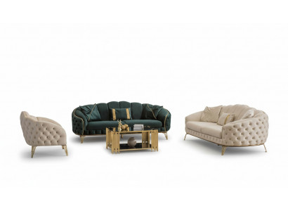 Compleet woonkamer 4-delig stijlvol x2 3-zitsbank Modern 2x fauteuil