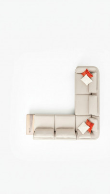 Hoekbank L-vorm Beige Woonkamer Ontwerp Bank Meubels Gestoffeerde Bank 317 x 312