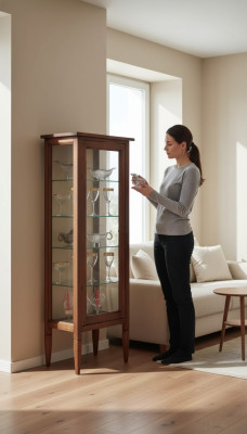 Klassieke vitrinekast commodes vitrinekast kast glazen kast bruin