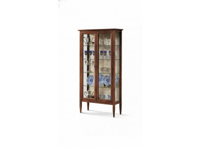 Vitrine glazen kast bruin woonkamer hout dressoir luxe meubels Italië.