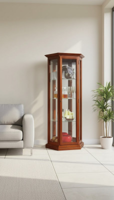 Vitrine kasten Vitrines Hout Luxe Woonkamer Meubels Kast Bruin Nieuw