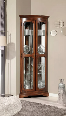 Klassieke meubels Hout Bruin Hoekvitrine Vitrinekast Italiaanse meubels