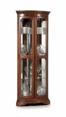 Klassieke meubels Hout Bruin Hoekvitrine Vitrinekast Italiaanse meubels
