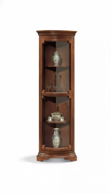 Eckvitrine Woonkamer meubels Dressoir Houten vitrinekast Bruin Nieuw