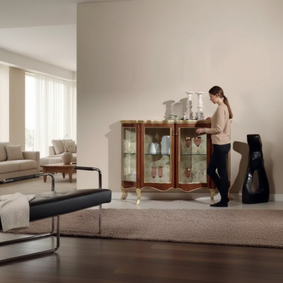 Houten vitrinekast glazen kast massief houten vitrine woonkamer meubilair dressoir