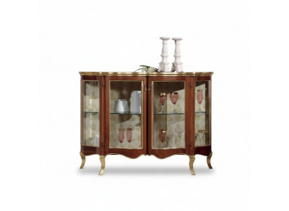 Houten vitrinekast glazen kast massief houten vitrine woonkamer meubilair dressoir