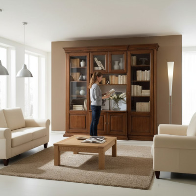 Tv-meubel wandmeubel tv-kast massief hout klassiek