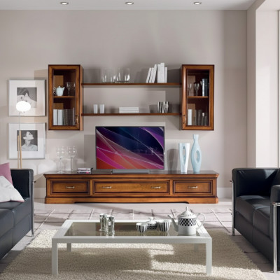 Klassieke woonkamer wandplanken TV-standaard bruin dressoir met tv-meubel