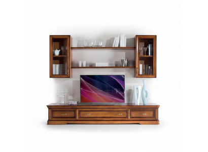 Klassieke woonkamer wandplanken TV-standaard bruin dressoir met tv-meubel
