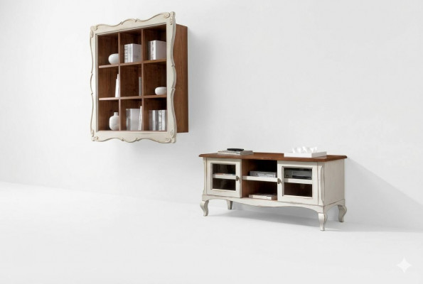 Woonwand Wandkast Woonkamer Lowboard Klassieke Design Set 2-delig.