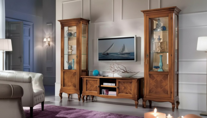Woonkamer tv-standaard 2x vitrine 3-delig. Nieuwe woonkamerset ontwerper.