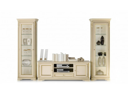 Italiaans woonkamer wandmeubel 2x vitrine kast designer set 3-delig