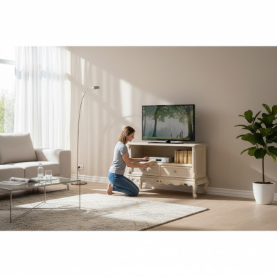 Sideboard tv woonkamer TV-standaard design beige houten rekken Italië nieuw
