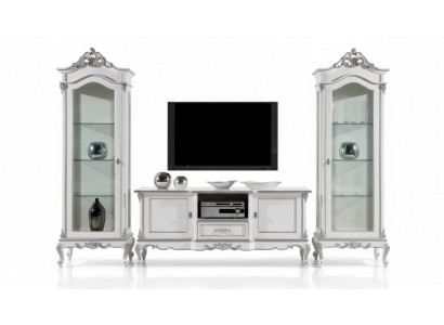 Woonkamerset wandplank tv-standaard woonwand 2x vitrine ontwerp 3-delig nieuw.