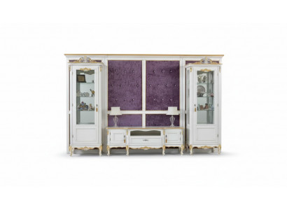 Woonkamer TV-standaard RTV 2x vitrine hout klassiek wit woonkamer nieuw