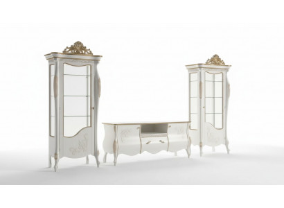 Klassieke wand woonkamer 2x vitrine dressoir RTV rek 3-delig.