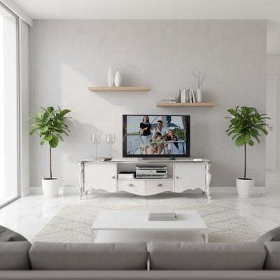TV-standaard RTV Lowboard Klassiek Wit Hout Modern Woonkamer Nieuw