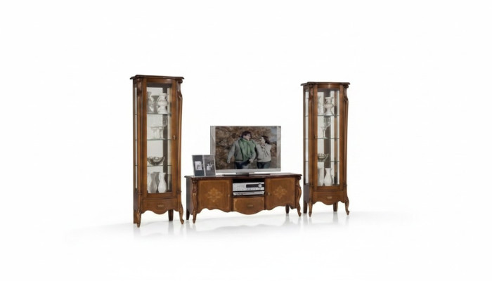 Wandmeubel woonkamer set vitrinekast planken set 2x vitrinekast wand nieuw