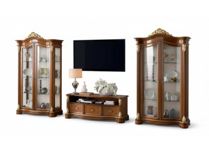 Woonwand Vitrine Console Wandsysteem Glasvitrines Woonkamer Bruin