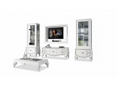 Ontwerp woonkamerset vitrine 2x tv-frame wandplank woonwand 4-delig.