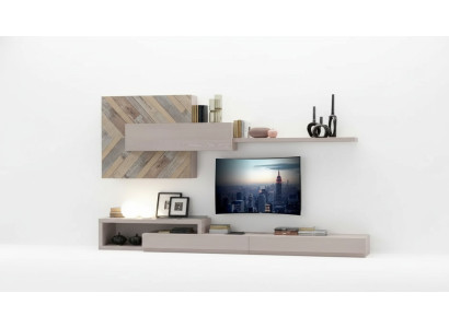 Wandmeubel tv-standaard wandplanken woonkamer luxe tv-meubel grijs nieuw.