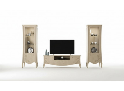 Woonkamer RTV vitrine dressoir plank luxe woonkamer beige set 3-delig. -> Woonkamer RTV vitrine dressoir plank luxe woonkamer beige set van 3 stuks.