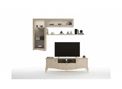 Luxe tv-stand woonkamer tv Lowboard wandplanken Beige woonwand Nieuw