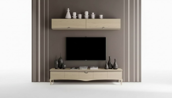 TV-standaard muurrek houten tafel muurrek beige klassiek design nieuw