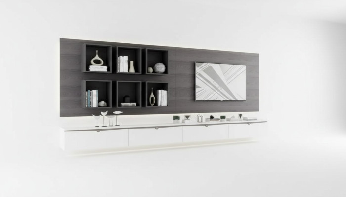 Ontwerp wandkast plank woonkamer tv-standaard houten wandplanken Italië