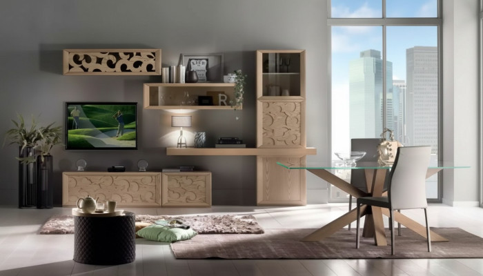 Woonwand Hout Stijl Klassieke Italiaanse Woonkamer Meubels Kast