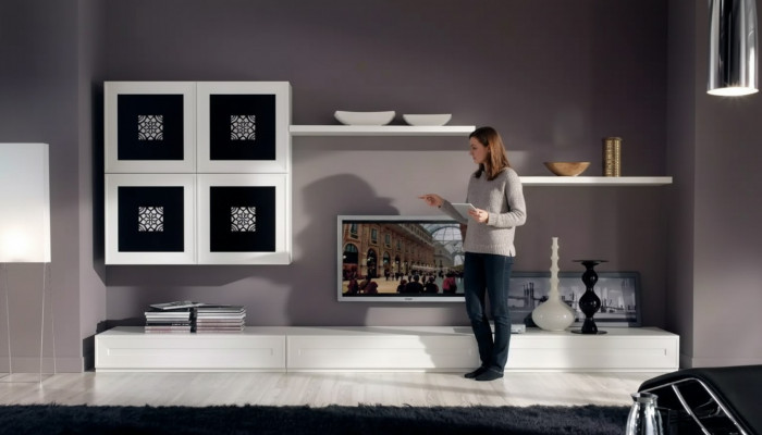 Moderne woonwand set sideboard woonkamer wandkast inrichting