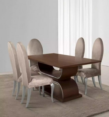 Compleet set eettafel 6x stoelen eetkamerset eetgroep houten tafel 7-delige